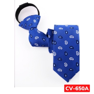Cà vạt xanh dương bản nhỏ 6cm thắt sẵn khóa kéo hoặc tự thắt thời trang cao cấp phong cách trẻ trung, cravat cao cấp