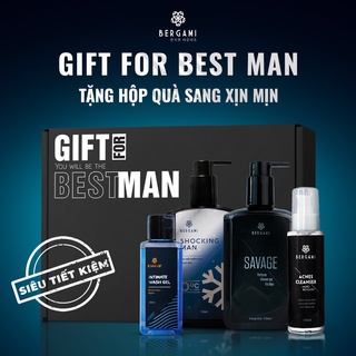 Hộp quà tặng Nam giới Bergami, Sữa tắm &amp; Dầu gội hương nước hoa 330ml &amp; Dung dịch vệ sinh Nam 130ml &amp; Sữa rửa mặt 100ml