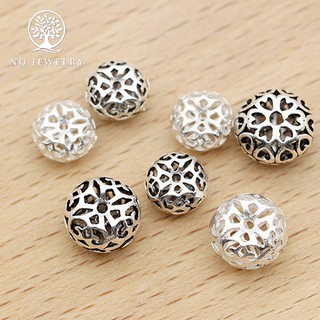 Charm bạc hình trụ họa tiết hoa văn xỏ ngang - NQ Jewelry