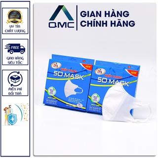 Khẩu trang 5D MASK NAM ANH, màu trắng, hộp 10 chiếc dày 3 lớp , quai thun# QMC