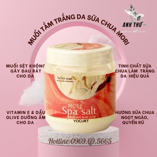 Muối tắm Mori sữa chua  Thái Lan 700g/Tẩy da chết toàn thân trắng da,ngừa mụn  sữa chua Mori Thái Lan 700g