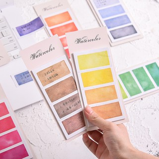 Set 4 Màu Giấy Note Màu Nước Watercolor HynBee Phong Cách Vintage Dùng Ghi Chú, Trang Trí Sổ Tay, Bullet Journal