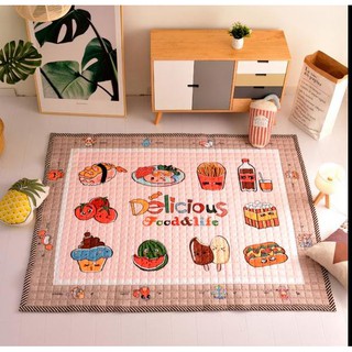 Thảm nằm chơi chần bông cao cấp cho bé - họa tiết Food &amp; Life