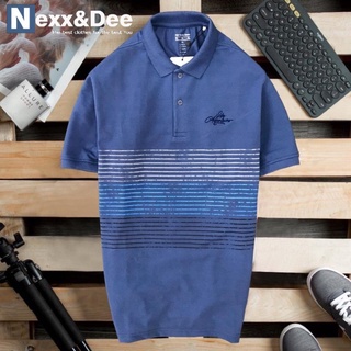 Áo thun polo nam sọc ngang trung niên có cổ bẻ vải cá sấu Nexx&amp;Dee PL07