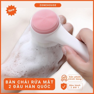 Cây rửa mặt 2 đầu massage sạch sâu ZONEHOUSE, bàn chải rửa mặt Hàn Quốc 2 đầu lông cực mềm và silicon dẻo