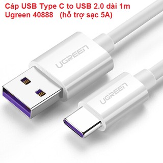 Cáp USB Type C to USB 2.0 dài 1m Ugreen 40888 (hỗ trợ sạc 5A)