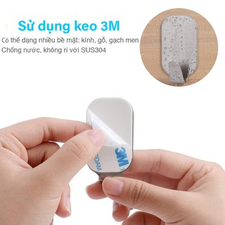 Combo 5 móc Inox 304 dán tường keo 3M siêu bền cao cấp-M08