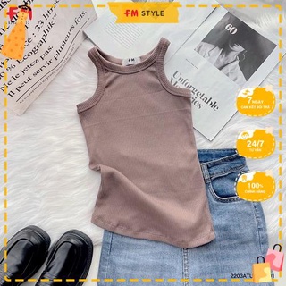 Áo ba lỗ cổ cao croptop  nữ FM Style chất thun gân trơn sát nách viền bo nách cổ ôm body 220320002