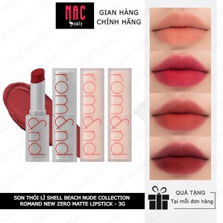 [Chính hãng] [Shell Beach Nude Collection] Son thỏi lì Romand New Zero Matte Lipstick 3g Mẫu mới
