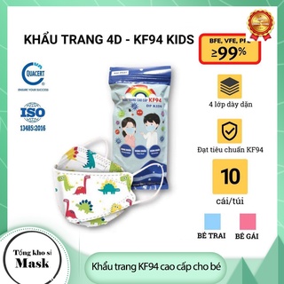 Khẩu trang KF94 cho bé gói 10 cái 4 lớp kháng khuẩn an toàn thời trang