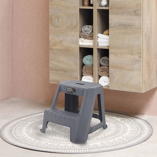 HomeBase MATALL Ghế đôn nhựa 2 tầng Thái Lan W48xD50xH42cm màu xám