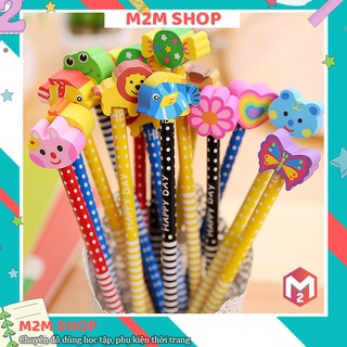 Bút chì gỗ HB kèm tẩy nhiều hình cute ngộ nghĩnh đáng yêu