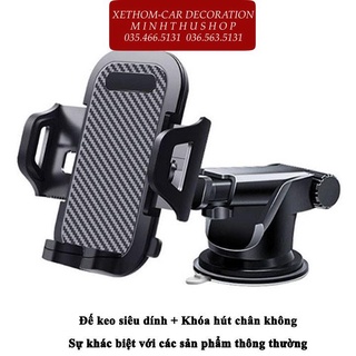 Giá đỡ điện thoại Rundong trên ô tô, kẹp điện thoại ô tô cao cấp xoay 360 đế hút chân không kết hợp keo dính chắc chắn