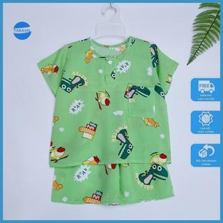 Bộ tole lanh đùi Taravn 8-26kg, chất tole 2 da loại 1 mịn mát, đường may kỹ cho bé trai mặc nhà siêu mát