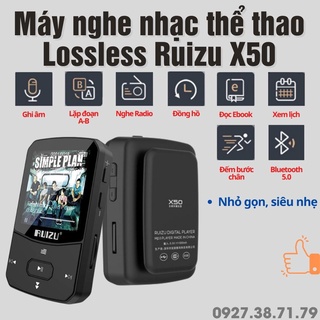 [CÓ SẴN] Máy nghe nhạc thể thao Bluetooth 5.0 RUIZU X50 Lossless - Bộ nhớ 8Gb - Có kẹp áo - Siêu nhỏ gọn và cực kỳ nhẹ