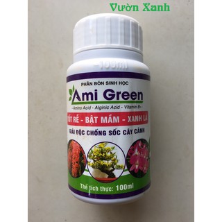 Phân bón sinh học Ami green - chai 100ml kích rễ, giải độc hữu cơ cho cây