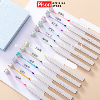 Bút highlight Pastel 2 đầu có hai loại Pison, bút đánh dấu bút nhớ trang trí sổ - 1 hộp