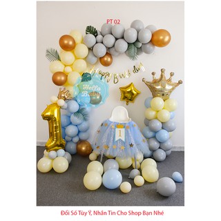 Set bóng sinh nhật bóng màu Pastel như hình + Số Tuổi