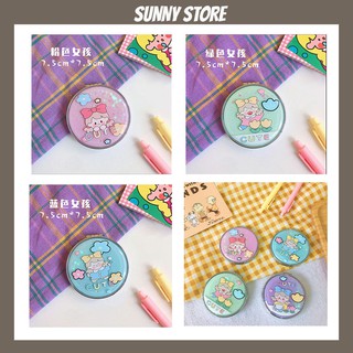 Gương tròn bỏ túi 2 mặt hình có nhũ cô gái dễ thương SUNNYSTORE