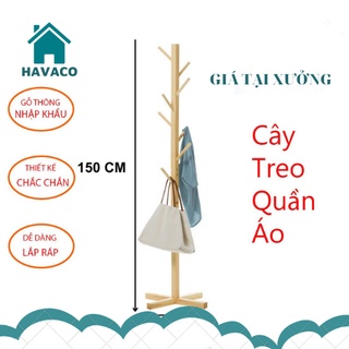 Cây treo quần áo đứng bằng gỗ / Giá treo đồ lắp ghép kiểu Hàn Havaco store CT01