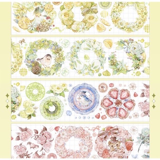 (Chiết theo chu kỳ) Băng dính washi tape hoạ tiết vòng hoa và trái cây siêu đáng yêu
