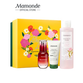 Combo chăm sóc da chuyên sâu cung cấp độ ẩm Mamonde Rose Toner 250ml+ Red Energy 30ml+CLeansing Foam 50ml