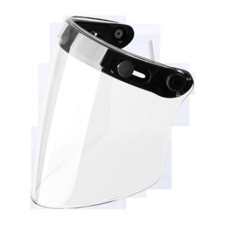 Kính flat gắn nón bảo hiểm 3/4 có 3 nút bấm vào 3 khuy trên nón bảo hiểm lật lên xuống che mưa năng bui