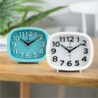 Đồng hồ báo thức Deli kim loại - kim dạ quang - tích hợp đèn ngủ - phong cách cổ điển 8800/8802 - vpp Diệp Lạc (sỉ/lẻ)