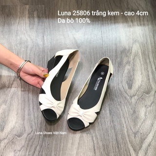 Giày đế xuồng nữ 4p da bò mềm êm chân Lunashoes (25806) mũi nhọn da bò 100% cao cấp dễ đi kiểu Hàn quốc nhiều màu