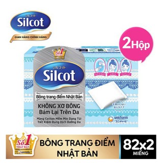 Combo 2 Hộp bông tẩy trang số 1 nhật bản Silcot 82 miếng / hộp ( HSD : 5 năm kể từ ngày sản xuất )