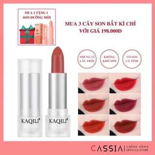 Son Thỏi Matte Lì Vỏ Trắng Lâu Trôi, Son Nội Địa Trung Dưỡng Ẩm Không Khô Môi, Nhung Mịn Lên Tone Chuẩn 6 Màu KAQILI