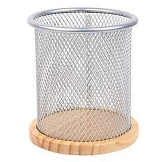 Ống đựng bút tròn đế gỗ siêu tiện lợi