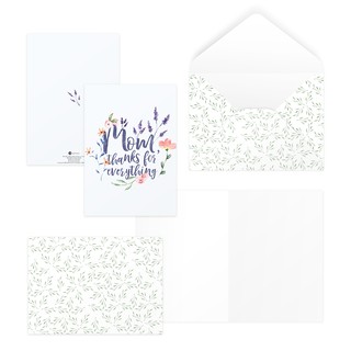 Thiệp cảm ơn mẹ mother’s day ngày phụ nữ MOM THANKS FOR EVERYTHING 12,5x17,6 SDstationery PURPLE hoa màu nước typography