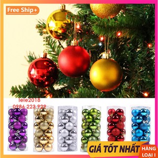 Hộp 24 quả châu 4cm loại đẹp trang trí giáng sinh