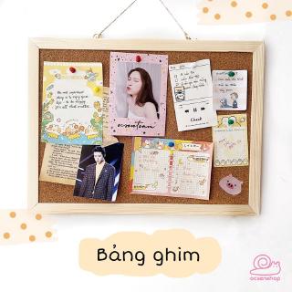 Bảng ghim gỗ bần Tặng kèm ghim và móc treo