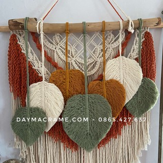 Rèm lá macrame ngang 0.5m, cao 0,5m 3 màu trắng, xanh pastel, vàng chùa, [hàng có sẵn]