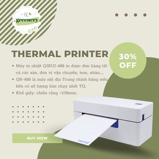 Máy in nhiệt QIRUI chính hãng QR-488 khổ A6(100mmx150mm) In Đơn Hàng Shopee, Tem, Mã Vạch, Dùng Giấy In Nhiệt Tự Dính