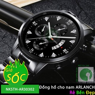 Đồng Hồ Cho Nam Mặt Tròn Dây Thép Không Gỉ  Khóa Gấp ARLANCH AR-30302 - NKSTH-AR30302