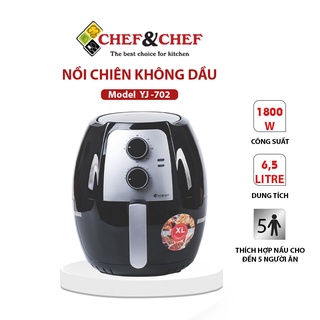 Nồi chiên không dầu CHEF&amp;CHEF 6,5l (YJ – 702) thiết kể mang kiểu dáng hiện đại, sang trọng với màu đen bắt mắt