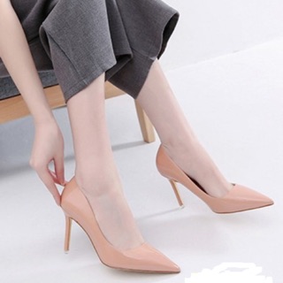 [FREESHIP39k]_ Giày cao gót da bóng 8 phân thời trang dễ phối đồ ( hàng có sẵn )