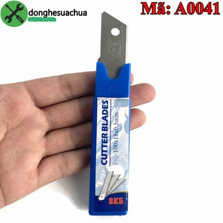 Lưỡi dao rọc giấy C-Mart A0041 14 rãnh 10 lưỡi/hộp 100 X 18 X 0.5mm
