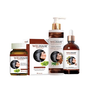 [COMBO BỘ CHĂM SÓC TÓC] WELHAIR FOR WOMEN- Giảm rụng tóc, giúp tóc chắc khỏe