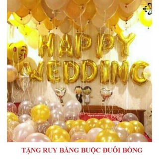 [Tặng 100 Cánh Hoa Hồng] Sét Bóng Happy Wedding Trang Trí Phòng Cưới nhiều màu [ KHUYẾN + MẠI]