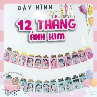 Dây hình 12 tháng ánh kim trang trí thôi nôi hpbd