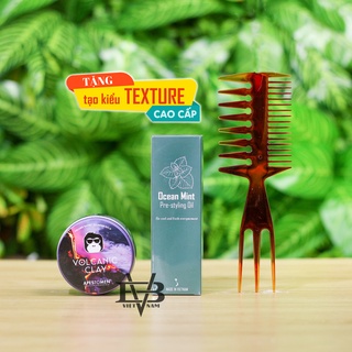 [COMBO] Sáp vuốt tóc Volcanic Clay 2021 V5 chính hãng + Xịt tạo phồng Pre Styling Oil Ocean Mint 100ml V2