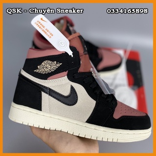 Giày Sneaker Nam Nữ Jordan 1 Mid Cayon Rust Đen Hồng Fullbox, Giày Thể Thao Nam Nữ 2021