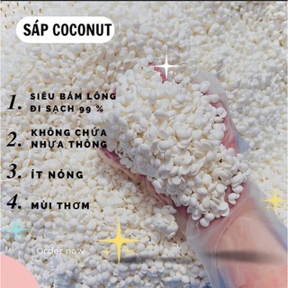 (Túi to tiết kiệm 200g, 500g,1000g) Sáp wax lông sữa dừa coconut cao cấp, siêu thơm, siêu bám lông