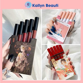Set Son Kem Lì 5 Cây Muge Leen Cô Gái Retro Matte Liquid