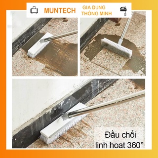 Cây chổi chà sàn gạt nước gạt kính 120CM 2 in 1 đa năng thông minh nhà tắm tiện lợi MUNTECH CCS01