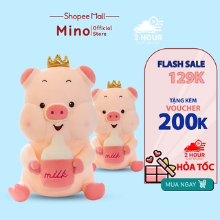 Gấu Bông Heo Vương Miện Ôm Bình Sữa Dễ Thương Mềm Mịn 70cm MINO TH84
